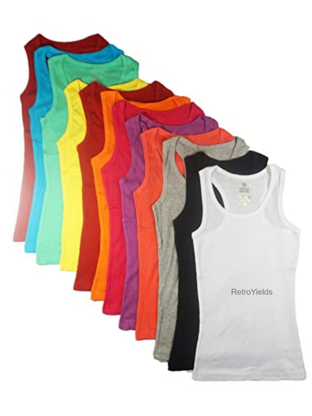 12 Pack Women's 100% Cotton Ribbed Racerback Tank Tops S-XL Heavyweight